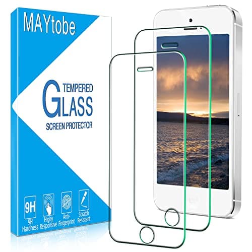 Image of MAYtobe [2 Pack] Screen Protector for iPhone 5 / 5S / 5C / iPhone SE 2016 Tempered Glass, Bubble Free, Anti-Scratch, 9H Hardness, HD Transparent, Case Friendly, Easy to Install