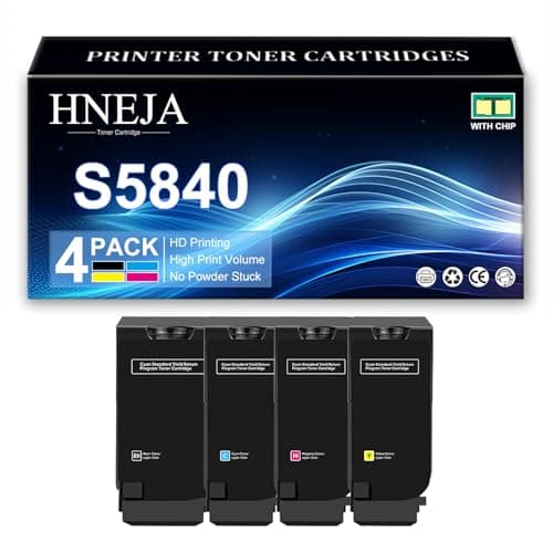 Image of HNEJA S5840 Toner Cartridge, Compatible 593-BBXX 593-BBXU 593-BBXV 593-BBXW Toner Cartridges for Dell S5840cdn Printer,4 Colors-1 Pack