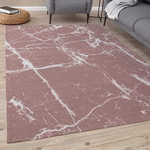 Image of THE RUGS Machine Washable Rug – Abstract Design Rugs for Living Room, Bedroom, Hallway, Flat-weave Area Rugs, (Pink, 120x170 cm)
