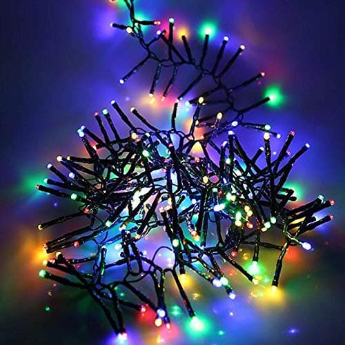 Image of SHATCHI 720 Christmas Tree Cluster Lights Multifunction 8 Light Modes, Timer Green Cable Indoor/Outdoor Low Voltage Holiday Home Decorations, Multicolour
