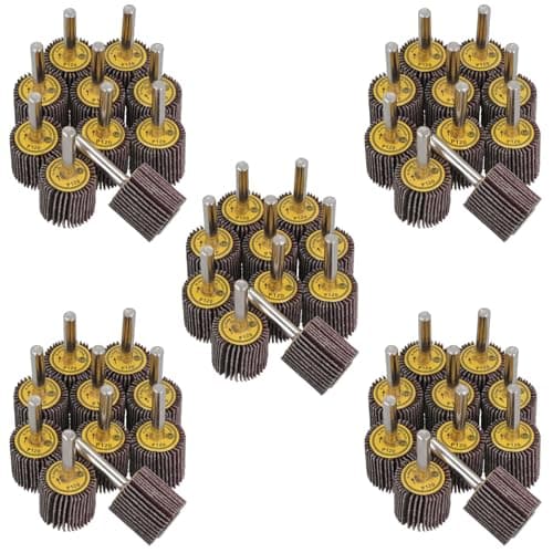 Image of 25mm 120 Grit Abrasive Flap Wheel Discs Sanding Rust Removal 6mm Shank 50pc