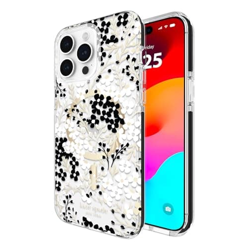 Image of Kate Spade New York iPhone 15 Pro Max Case, Compatible with MagSafe - Multi Floral Black and White