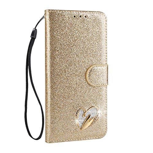 Image of Mo-Somnus For iPhone 6S Plus/iPhone 6 Plus Case [Free Tempered Glass Screen Protector], Bling Glitter Design,Premium PU Leather Flip Wallet Case Cover for iPhone 6 Plus/iPhone 6S Plus (Gold)