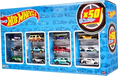Image of Hot Wheels 50-Car Pack of 1:64 Scale Vehicles Individually Packaged, Gift for Collectors & Kids Ages 3 Years Old & Up, CGN22