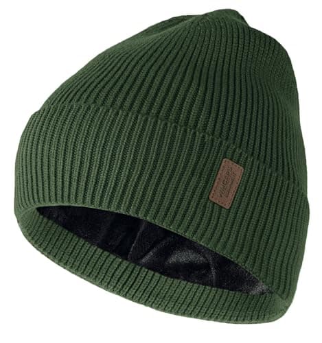 Image of Wmcaps Beanie for Men, Stretchy Soft Cuffed Wooly Beanie with Thick Warm Lining, Unisex Classic Winter Hat, Gifts for Women/Men/Her/Him/Dad (Army Green)