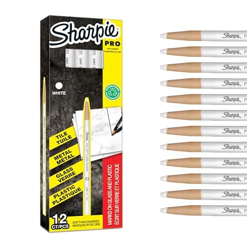 Image of Sharpie Peel Off China Markers | Fine Point | White | Wax Marks on Glass & Plastic | 12 Count