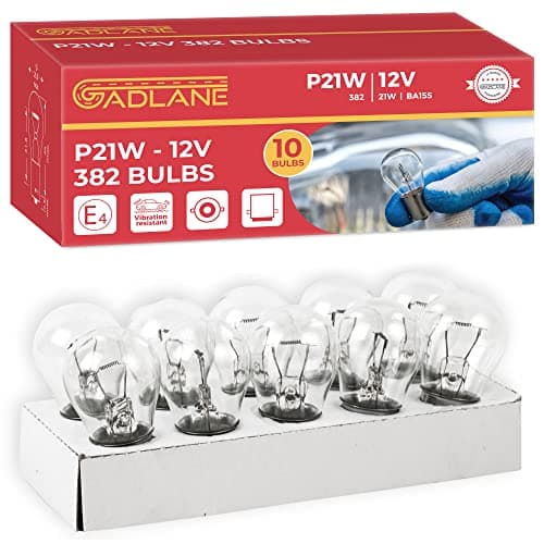 Image of GADLANE 382 P21W 12V 21W Bulbs Car Van Brake Tail Indicator Reverse Fog Base BA15S - Pack of 10