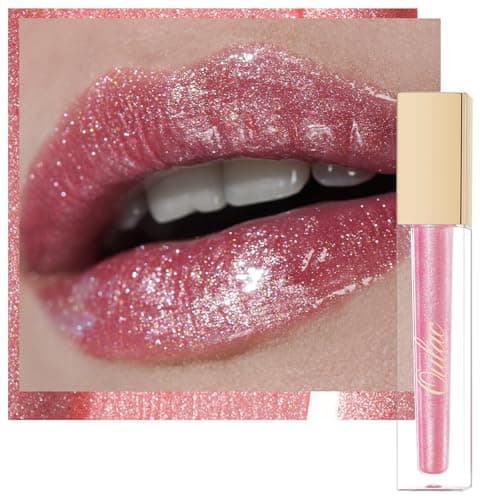 Image of Oulac Pink Shimmer Liquid Lipstick High-Shine Glitter Lip Gloss for Women Shimmer Non-Sticky Glossy Finish Liquid Lipstick Hydrating Lip Gloss Fuller-looking Lip Makeup Vegan & Cruelty-Free 06