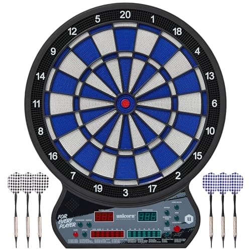 Image of Unicorn Soft Tip Dartboard | LED Electronic Display | Automatic Scoring | 27 Games with 175 Variations | Suitable for up to 8 Players | Includes Power Adaptor & 6 Darts