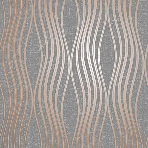 Image of Fine Décor FD42568 Quartz Wave Copper Wallpaper, Gold,silver