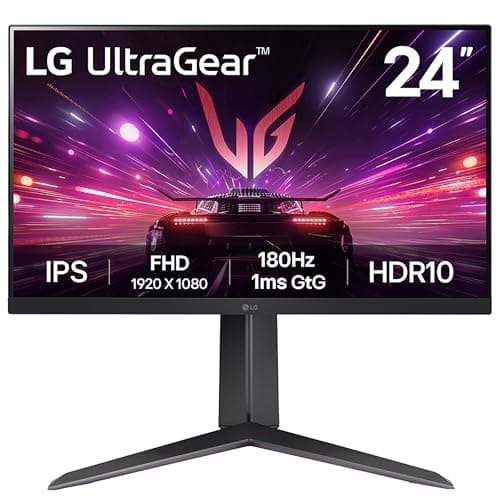 Image of LG Ultragear Gaming Monitor 24GS65F, 24 Inch, 1080p, 180Hz, 1ms, IPS Display, HDR 10, NVIDIA G-Sync Compatible & AMD FreeSync, Smart Energy Saving, DisplayPort, HDMI