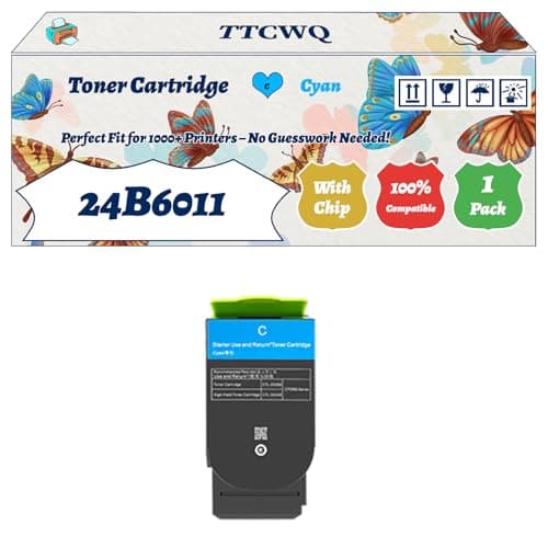 Image of Compatible for Lexmark 24B6011 24B6008 24B6009 24B6010 Toner Cartridge Work for Lexmark C2130 C2132 XC2130 Printers (1 Pack Cyan)
