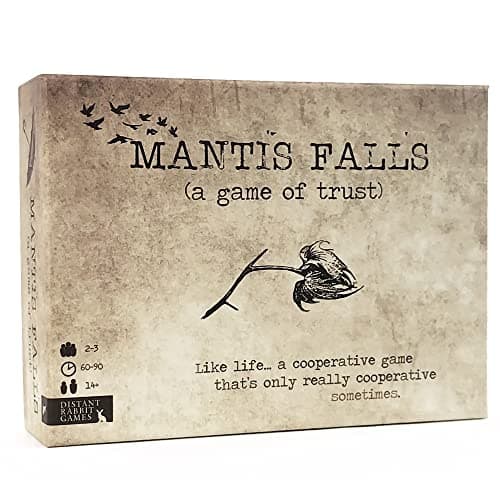 Image of Mantis Falls Board Game | Hidden Traitor Strategy Card Game for 2-3 Players | Sometimes Cooperative Adventure Game for Adults and Teens | Ages 14+ | Playtime 60-90 Minutes | by Distant Rabbit Games
