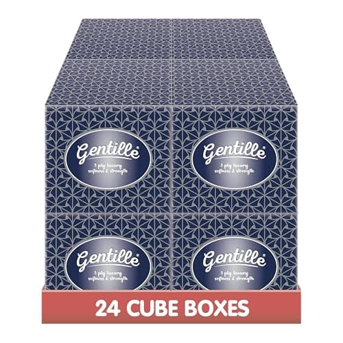 Image of Gentille Cube Facial Tissues – 24-Pack (50 Sheets per Cube) | Soft 3-Ply Tissues | Ultra-Plush, Premium Strength | Compact Design | Made in UK