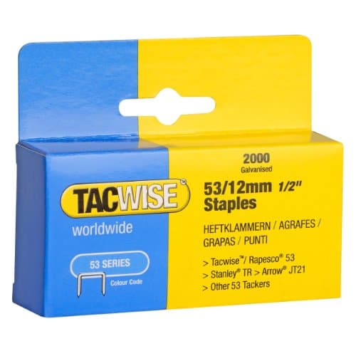 Image of Tacwise 0337 Type 53 / 12 mm Galvanised Staples, Pack of 2000