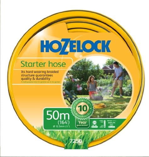Image of HOZELOCK - Starter Hose ø 12,5mm (1/2") 50m : Versatile, UV-resistant Garden Hose, 4-layer Braided Reinforced Hose, UK-made, General Purpose, Hard Wearing, 10 Year Guarantee* [7250P0000]
