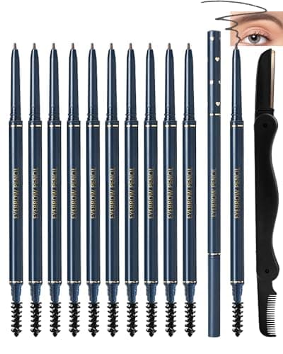 Image of Eyebrow Pencil Set, 12Pcs Grey Ultra-Fine Retractable Eye Brow Pencil,Long-Lasting Waterproof Eyebrow Tint Pen Kit for Define Shape and Fill Brow,Mother's Day Eye Makeup Gift Set for Women Girl-Kit 04