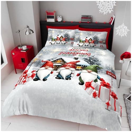 Image of GC GAVENO CAVAILIA Christmas Duvet Cover - Polyester Gonk Bedding (230x220 cm) - Breathable Soft Quilt Cover Bed Set with Pillowcases - Winter King Size Bedding Bed Cover - Xmas Gift