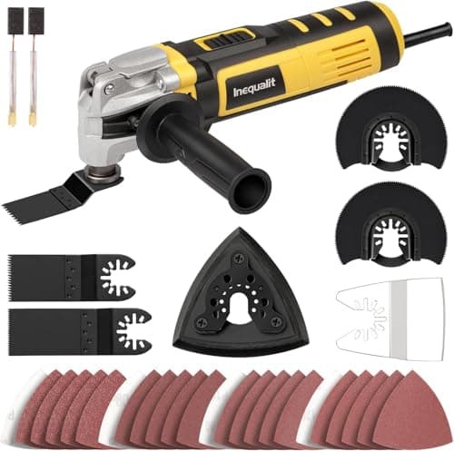 Image of Inequalit Oscillating Tool,400W Oscillating Multi Tool Kit with 6 Variable Speed 15000-22000 OPM,3° Oscillation Angle, Quick Release System and 30-Piece Accessory Set for Cutting, Sanding, Grinding