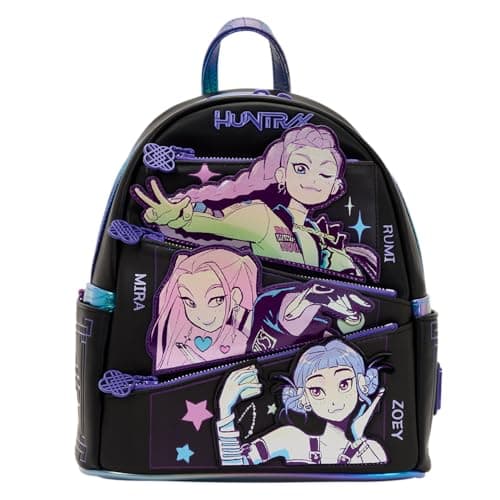 Image of Loungefly KPop Demon Hunters HUNTR/X Mini Backpack with Photo Card Charm