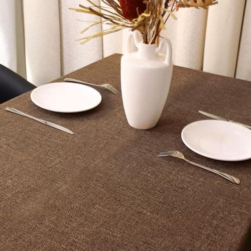Image of homeart Velora Light Brown Square Tablecloth 150 × 150 cm (59″ × 59″) – Water-Resistant, Wipeable & Durable Fabric – Elegant Table Cover for Dining & Kitchen Stylish Decor