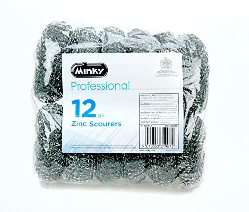 Image of Minky Professional Zinc Scourer 12 pack, Sponges Washing Up, Household Supplies, Cleaning Supplies, Washing up Household Essentials, Wire Wool Scourers, Cleaning Kitchen Sponges