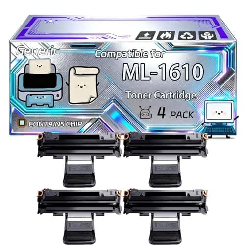 Image of ML-1610 Toner Cartridge Compatible for Samsung ML-1620 ML-2015 SCX-4321F ML-1625 ML-2020 ML-2510 ML-2010 Printers, With Chip, 2000 Pages, Vibrant Colours (4 Pack Black)
