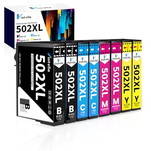 Image of Vintella 502XL Ink Cartridges Multipack Replacement for Epson 502 Ink Cartridges Multipack Compatible with Epson Expression Home XP-5105 XP5100 Workforce WF-2860 WF-2860DWF WF-2865DWF (8 Packs)