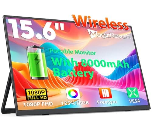 Image of MAGICRAVEN Wireless Portable Monitor 15.6" 8000mAh Battery, Laptop Screen Extender FHD 1080P IPS Portable Screen with Speakers/VESA, Second Screen for Laptop/PC/Phone/Games, Support AirPlay/Miracast