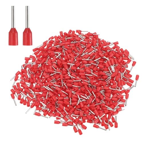 Image of sourcing map 1000Pcs AWG22 Wire Ferrules Crimp Terminal, VE 05-8 Copper Insulated Ferrule Crimping Connectors Kit for Stranded Wire, Electric Power Industrial Control System(Red)