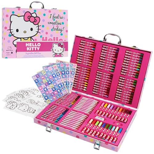 Image of Hello Kitty Art Set for Kids with 137 Pieces, Drawing and Colouring Art Supplies in Carry Case - Kawaii Gifts for Girls
