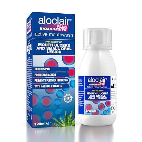 Image of Aloclair Plus Bioadhesive Mouth Ulcer Treatment Mouthwash 120ml. Long lasting protection, up to10-Hour Protection, Soothes Mouth Ulcers & Oral Lesions, for Adults & Children 4 Years +