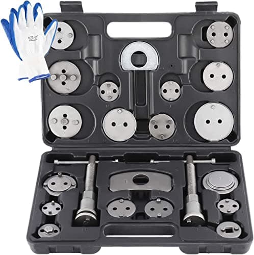Image of FreeTec 24 Piece Universal Disc Brake Piston Reset Set Caliper Wind Back Tool Kit with Caliper Brackets (with gloves)