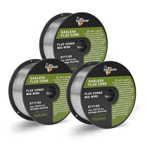Image of HAXIAOER Flux Core Welding Wire 0.8mm 1.0KG, E71T-GS MIG Welding Wire Mild Steel Gasless Welding Wire Without Gas-self Shielded Stainless Steel Wire for MIG Welders, 3Pack