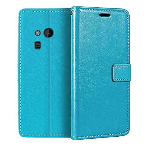 Image of PU Leather Phone Wallet Case Compatible with Microsoft Nokia 216, Magnetic Flip Cover with Card Slots, Full Protection and Stand Function