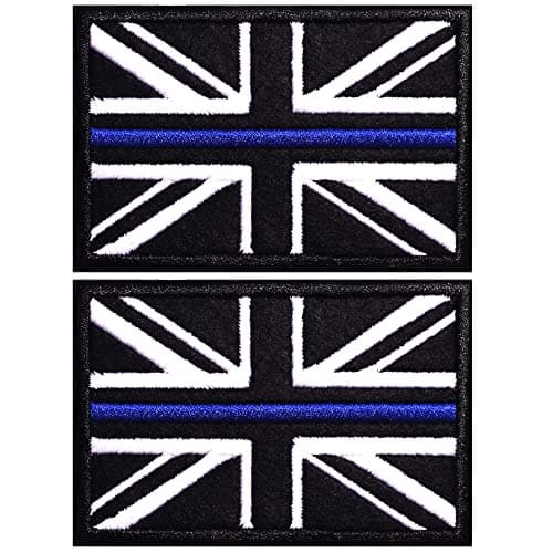 Image of AXEN British Union Jack Patch Blue Line United Kingdom Flag Patch British Union Patches Tactical Patches Hook and Loop Applique for Military Uniform Tactical Bag Jacket Hat, 2pcs