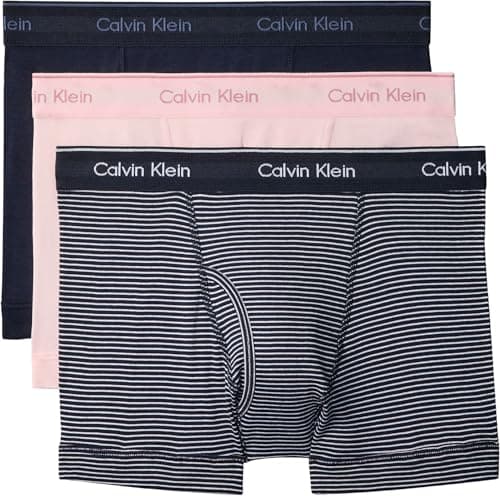 Image of Calvin Klein Men TRUNK 3 PK PINK (Horizon Pink/Hairline Stripe Shorel) XL