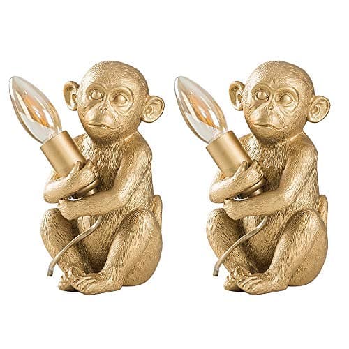 Image of MiniSun | Modern Metallic Gold Painted Baby Monkey Design Table Lamps | Table Lamps, Home Décor & Improvement Essential | Set of 2