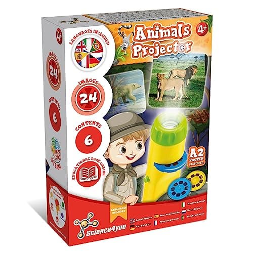 Image of Science4you Animal Torch Projector for Children 4+ Years - Animal Toy for Kids includes 24 Images and Poster, Projector Torch for Kids, Scientific and Educational Toys for 4+