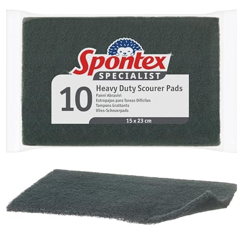 Image of Spontex Specialist Heavy Duty Scouring Pads | XL | Removes Tough Burnt on Food & Grease | 10 Pack