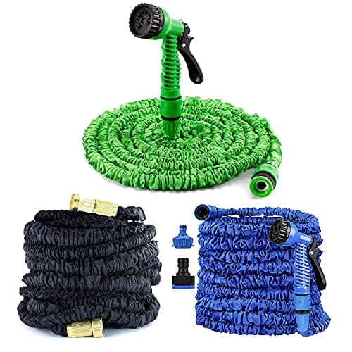 Image of 150ft Garden Hose,Anti-Leaking Magic Hosepipe with Strong 1/2" 3/4" Fittings,Flexible Magic Hosepipe Expandable with 7 Function Spray Gun,3 Times Retractable Water Hose for Garden Pat Car Washing