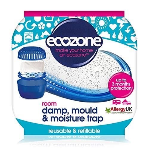 Image of EcoZone Room Damp, Mould & Moisture Trap, Portable Dehumidifier Device, Re-Usable & Re-Fillable, 3 months Protection for Bedrooms, Bathrooms, Garages, Kitchens & Caravans, Vegan Friendly (Single)