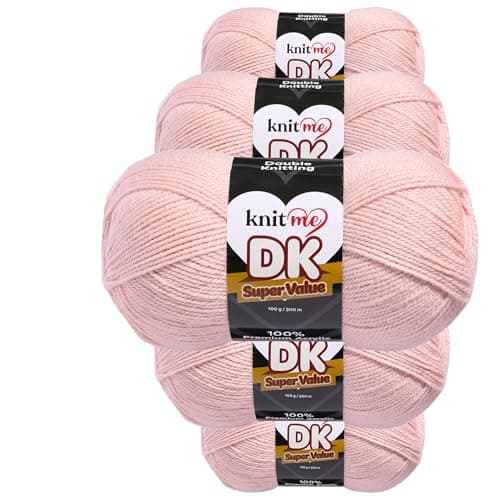 Image of Knit Me DK Double Knitting Yarn Hypoallergenic Acrylic 5X 100g (Baby Pink)