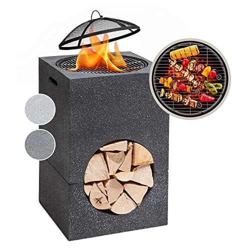 Image of Blumfeldt Fire Pit for Garden, Portable Fire Pit with BBQ Grill, Outdoor Travel Fire Bowl Grill Grate w/Spark Guard and Steel Bowl, BBQ Table Set for Camping & Patio, Log Wood Burner, 50 x 75 x 50 cm
