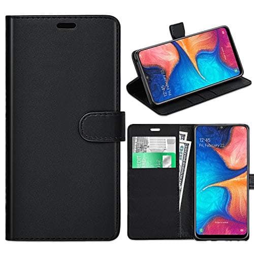 Image of Galaxy A20e Case, Galaxy A20e Leather Case Galaxy A20e Book Flip Leather [Stand View] Wallet Case Cover for Samsung Galaxy A20e [Compatible With Galaxy A20e Screen Protector] (BLACK)