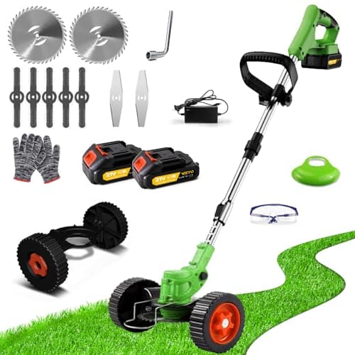 Image of Cordless Garden Strimmer, 21V Cordless Strimmer, 3 in 1 Electric Garden Strimmer Grass Cutter with 2 x 2.0Ah Batteries, Telescopic Lightweight Grass Trimmer for Clearing Weeds Flower Lawn