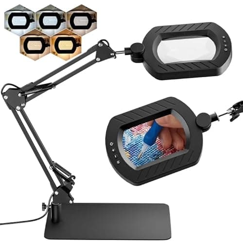 Image of Magnifying Glass with Light and Stand for Reading, USB Powered Large Lighted Magnifer Desk Magnifying Lamp Real Glass Lens for Diamond Art Books Hobbies Crafts Close Work