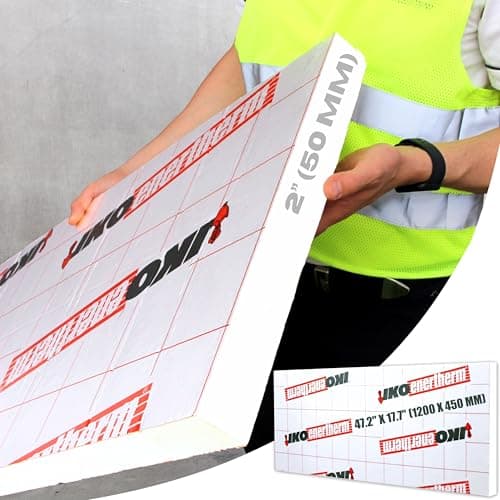 Image of PIR Insulation Board 1200 x 450 x 50 mm; 47.2 x 17.7 x 2 in, One Panel Covers 0.54m² (5.81 ft²), Rigid Thermal Panel with Aluminum Foil on Both Sides for Walls, Roofs, Floors and Sheds