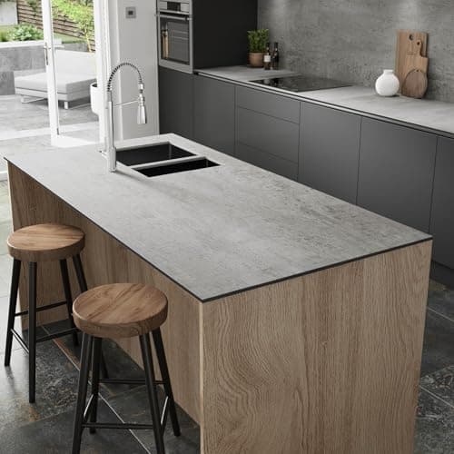 Image of Bushboard Zenith Woodstone Gris Kitchen Worktop – Premium Compact Laminate Surface, Stone Effect Finish, Ultra-Slim, Durable, Moisture Resistant & Easy Clean (3000mm × 650mm × 12.5mm)