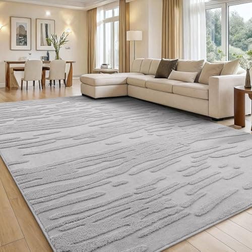 Image of smiry Rugs Living Room, Area Rugs for Bedroom, Machine Washable Anti Slip Short Pile Soft Carpets for Kids Room Bedroom - 80 x 150 cm, Light Grey